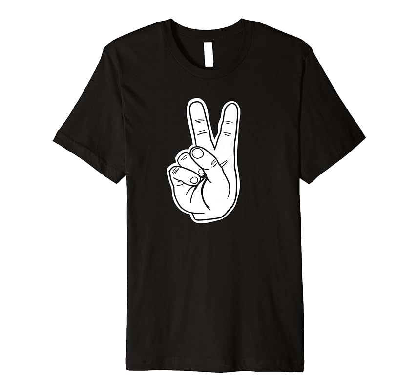 Finger Peace Hand Sign - Victory hand finger sign Premium T-Shirt | Amazon (US)