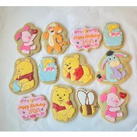 Winnie The Pooh Sugar Cookies | Baby Shower & Birthday Favors Bear Decorated Made To Order Royal Icing Cookie Dozen | Etsy (US)