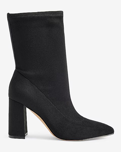 Suede Block Heel Sock Booties | Express