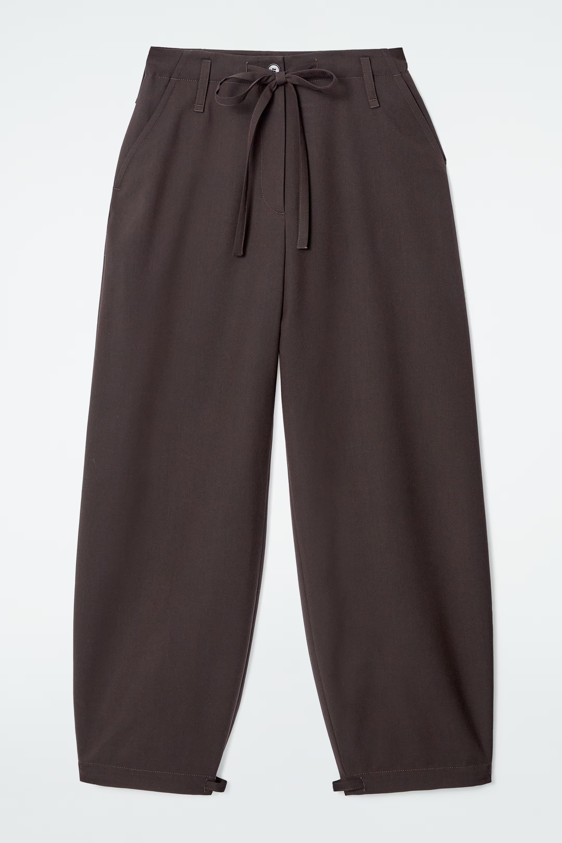 DRAWSTRING TWILL BARREL-LEG TROUSERS | H&M (UK, MY, IN, SG, PH, TW, HK)