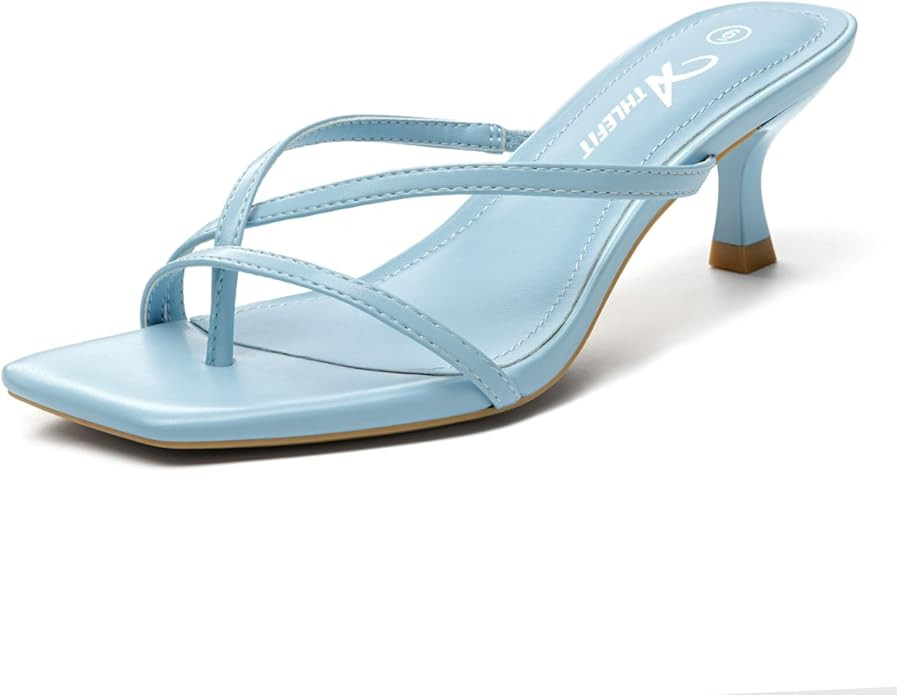 Athlefit Women's Strappy Kitten Heels Flip Flops Square Open Toe Low Heels Fashion Party Dress Th... | Amazon (US)