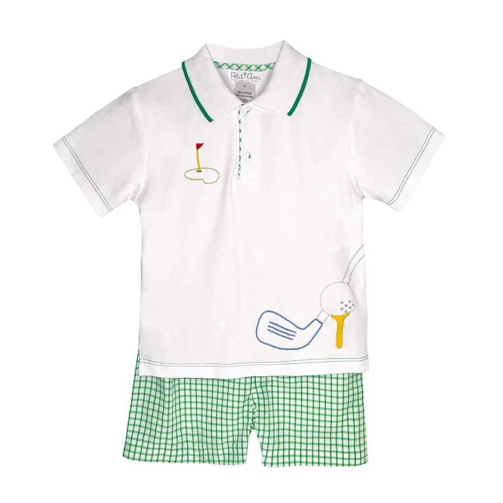 PETIT AMI Shirt & Shorts Set with Golf Applique | Persnickety