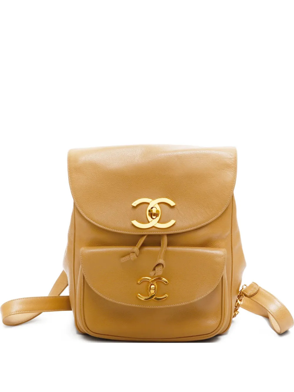 CHANEL Pre-Owned 1994-1996 CC-mark turn-lock leather backpack - Brown | Farfetch Global