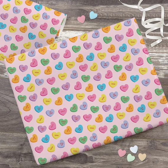 Conversation Hearts Personalized Wrapping Paper Gift Wrap | Etsy | Etsy (US)