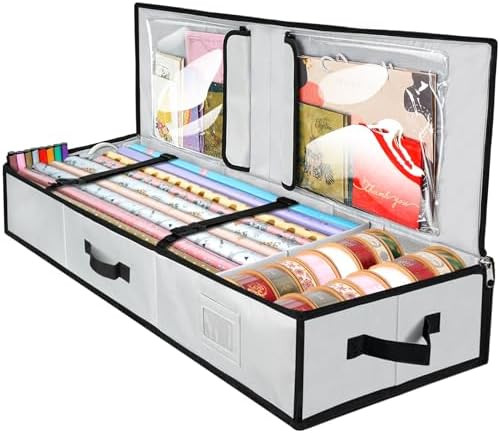 BALEINE Wrapping Paper Storage Organizer, 40" Durable 600D Oxford Fabric Gift Wrap Storage Bag wi... | Amazon (US)