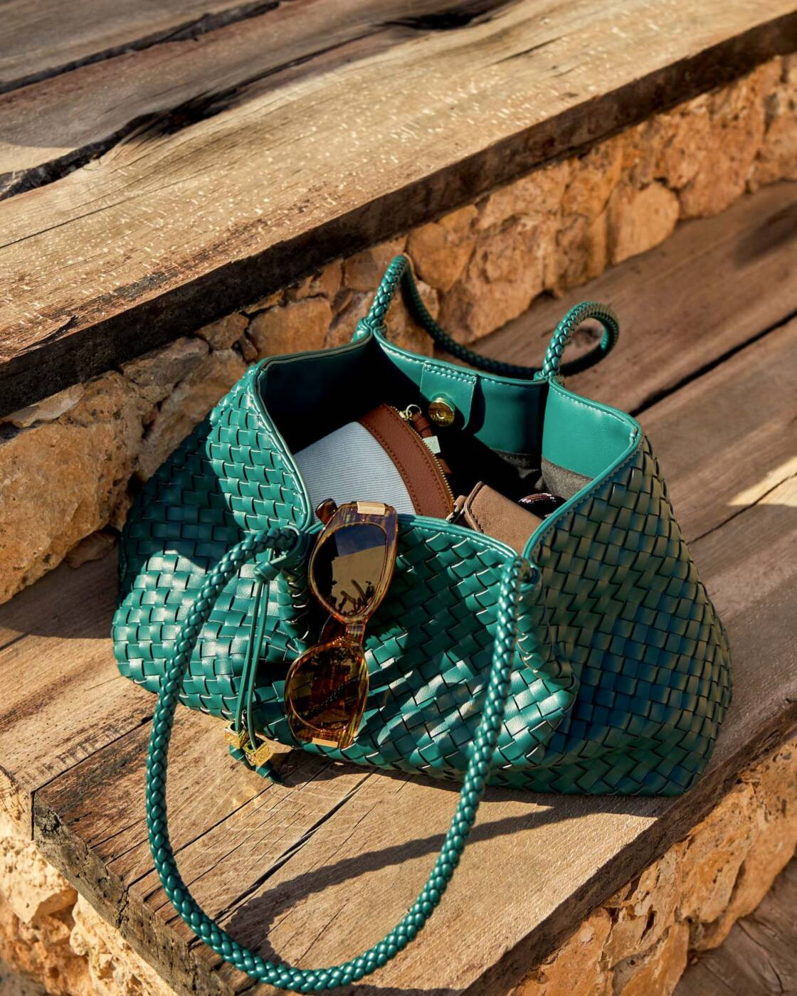 Nova Hand Woven Small Shoulder Tote in Palm Green | Katie Loxton Ltd. (UK)