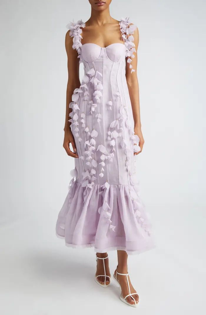 Petals Linen & Silk Corset Gown | Nordstrom