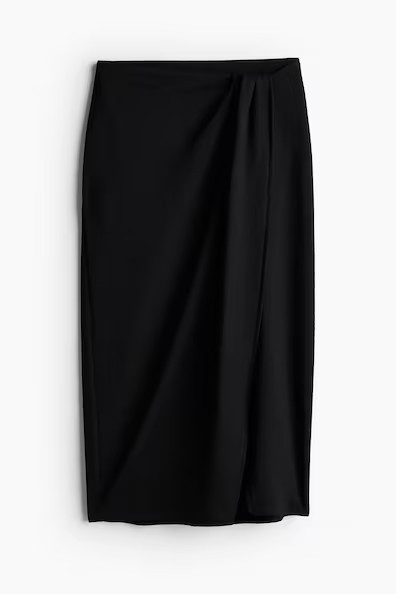 H & M - Textured-knit wrap skirt - Black | H&M (UK, MY, IN, SG, PH, TW, HK)