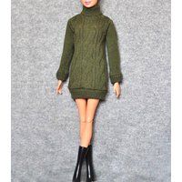 Handmade Doll Long Dark Green Sweater Dress Coat Clothes For 11.5"" Dolls | Etsy (US)