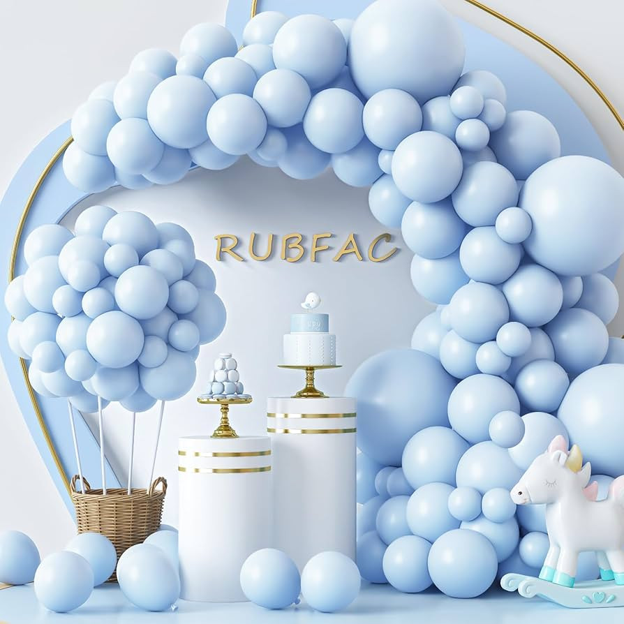 RUBFAC 129pcs Pastel Blue Balloons Different Sizes 18 12 10 5 Inch for Garland Arch, Light Blue B... | Amazon (US)