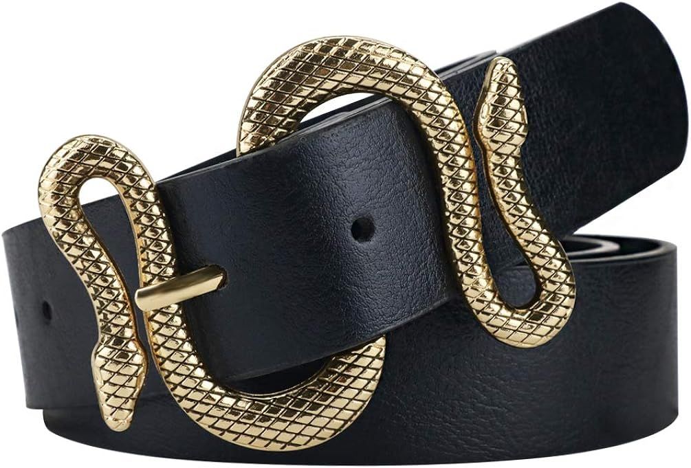 Belts for Women,Women Fashion Leather Belt for Dress with Snake Belt Buckle | Amazon (US)