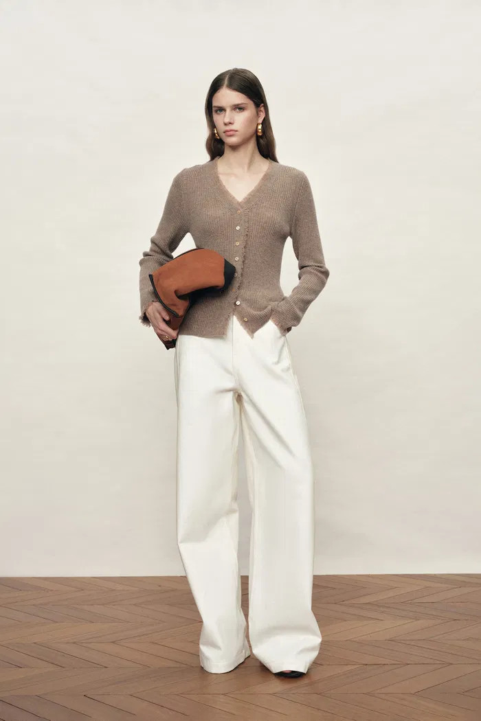 Liora Fringe Button-Front Cardigan in Cashmere Knit | Fabrique