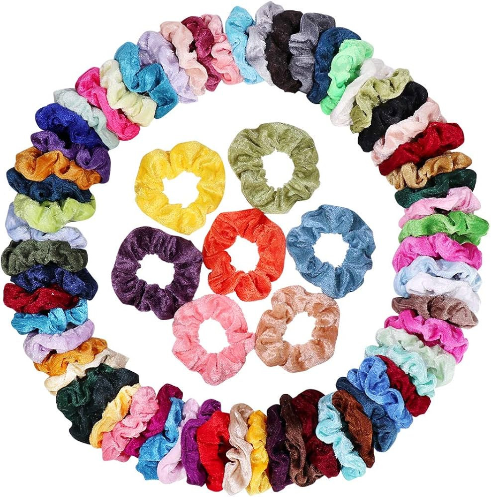 Cehomi 75 Pcs Velvet Hair Scrunchies Hair Bands for Women or Girls,Elastic Soft Ponytail Holder H... | Amazon (US)