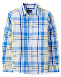 Boys Dad And Me Plaid Poplin Button Up Shirt - yellow | The Children's Place