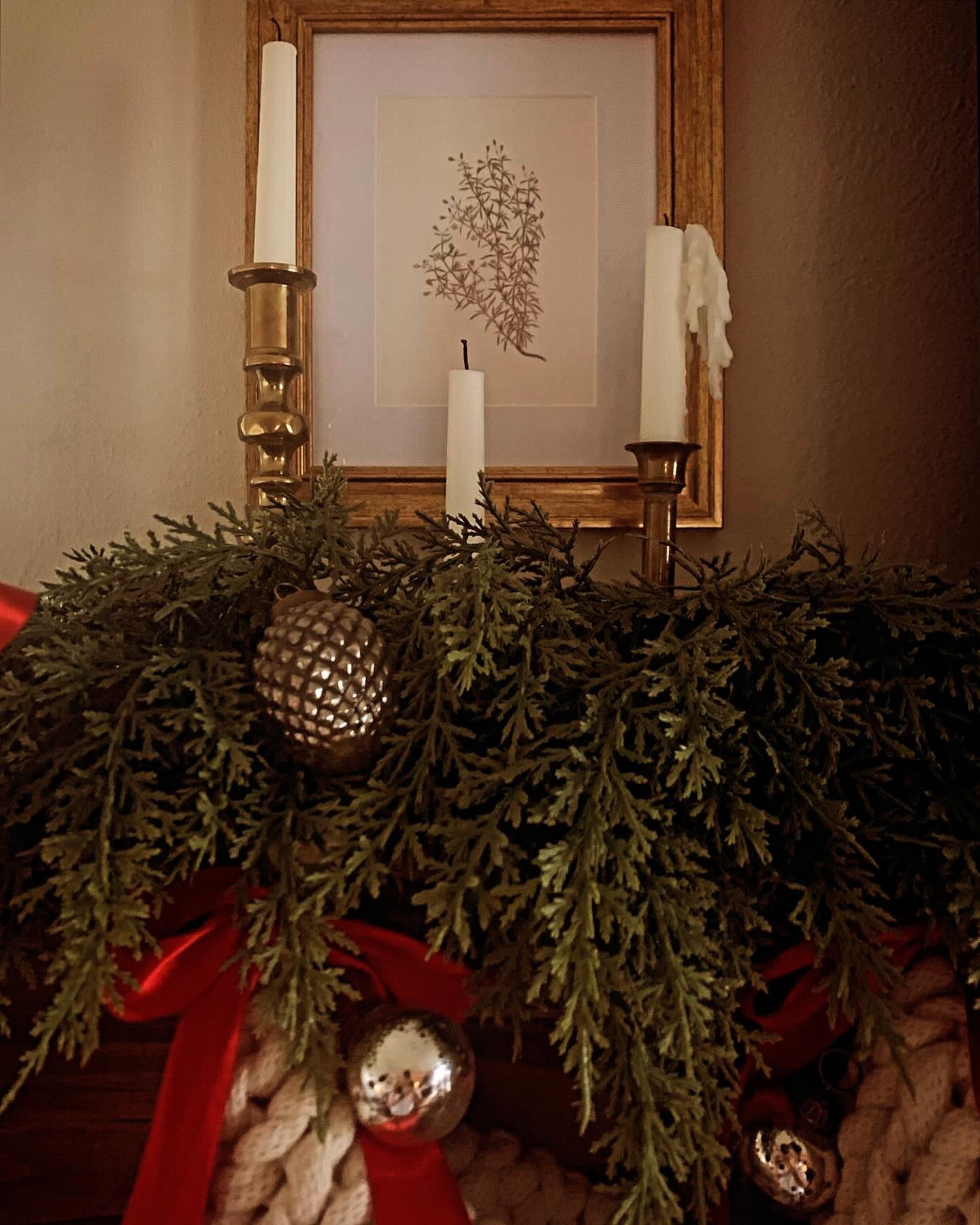 I’ll be soaking in this mantle a few weeks longer. The wood is a perfect backdrop for the red and green and the mercury glass adds a touch of sparkle. It makes me smile knowing Kyle built it. Notice Minnie’s polar bear front and center.  To say that was her favorite gift this year would be an understatement. 

#christmasdecor #christmasdecorations #christmasdecorating #christmasmantle #fireplace #fireplacedecor #englishcottage #englishcottagestyle #cottage #cottagecore #cottagecoreaesthetic #cottagecoreaesthetics #frenchcountry #frenchcountrystyle #ａｅｓｔｈｅｔｉｃ