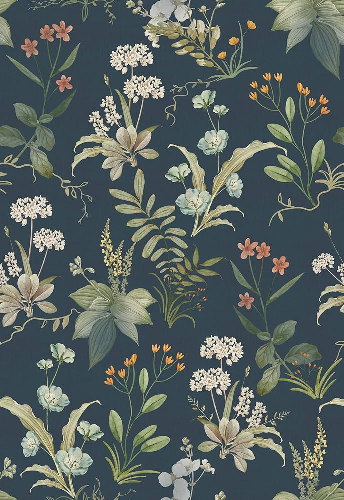 Simon&Siff Vintage Peel and Stick Wallpaper Blue Floral Wallpaper Wildflowers Botanical Contact P... | Amazon (US)