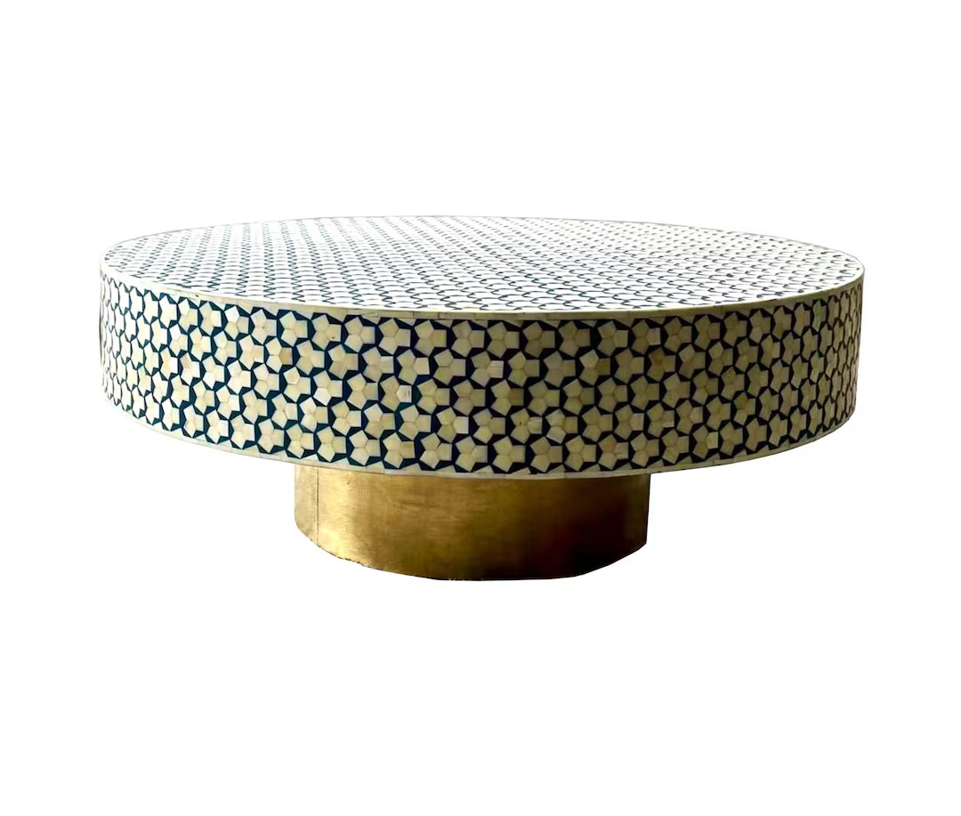 Bone Inlay Coffee Table | Handcrafted Center Table | Round Serving-table | Hall-table | Home Deco... | Etsy (US)