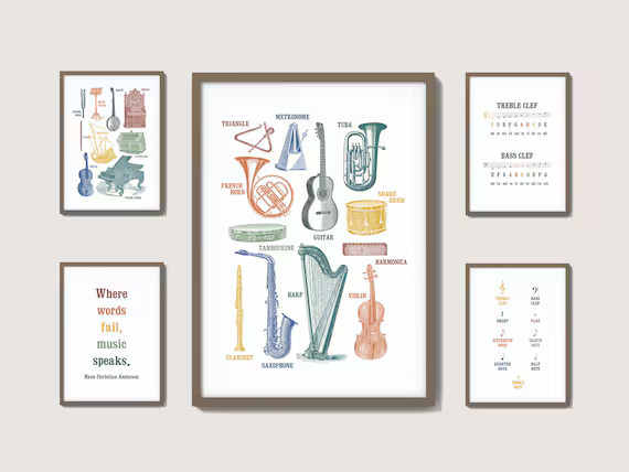 Kids and Nursery Music Theory and Musical Instruments Learning | Etsy | Etsy (US)