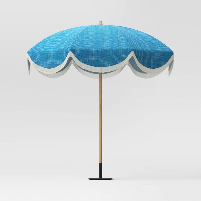 7.2' Round Fringed Patio Umbrella Teal - Opalhouse™ | Target