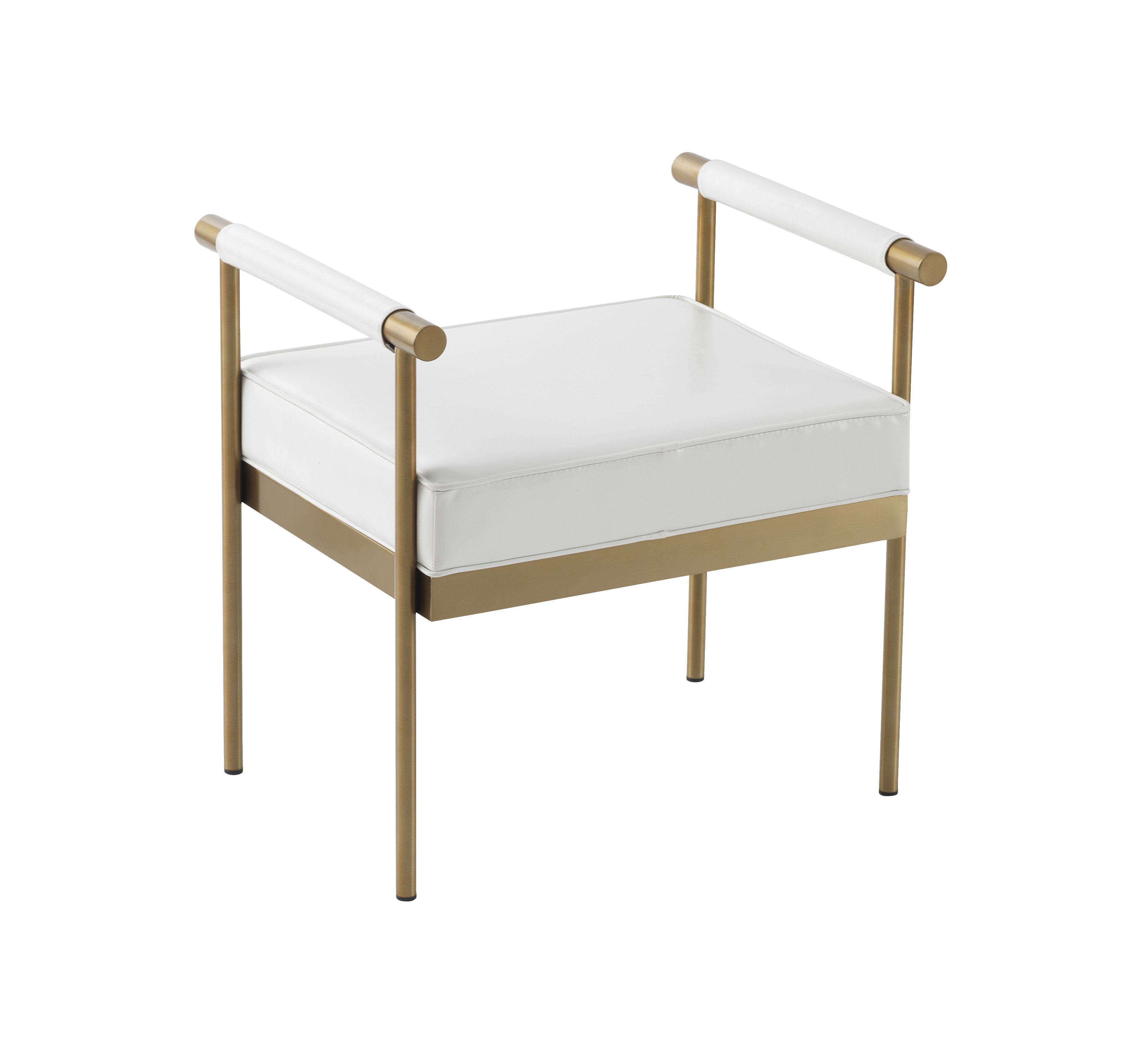 TOV Furniture Diva White Vegan Leather Bench With Gold Legs | Walmart (US)