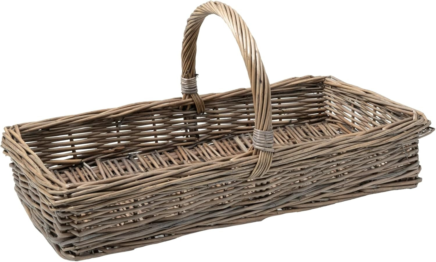 Arthur Cameron Light Grey Rectangular Wicker Trug Basket with Handle (Small) | Amazon (UK)