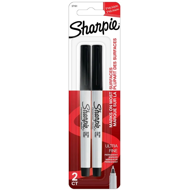 Sharpie Permanent Marker, Ultra Fine Point, Black, 2pk | Walmart (US)