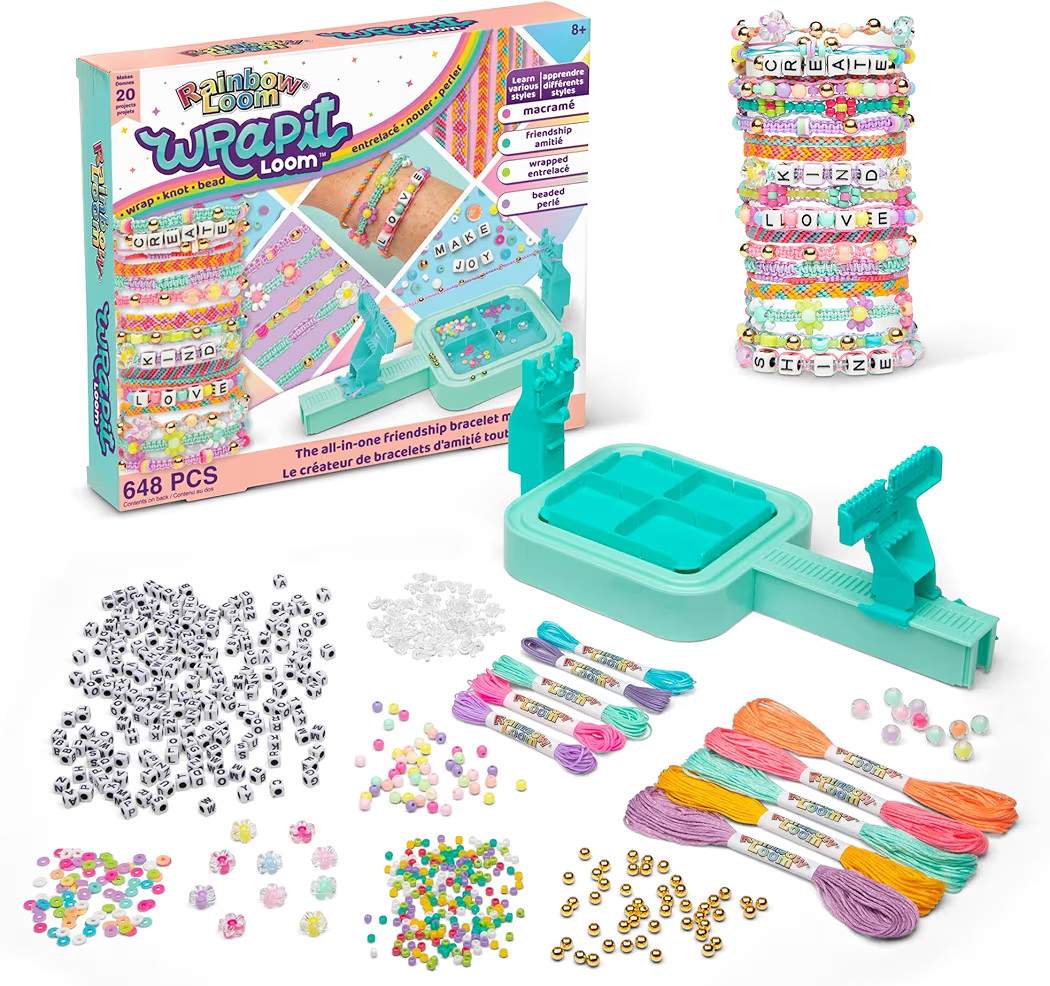 Rainbow Loom: Wrap it Loom Bracelet Maker - DIY Friendship String Bracelet Kit, 600 Beads, 4 Brac... | Amazon (US)