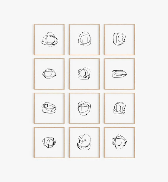 Set of 12 Black Wall Art, Set of 12 Prints, Modern Art Prints, Black Wall Art, Se of 12 Wall Art,... | Etsy (US)