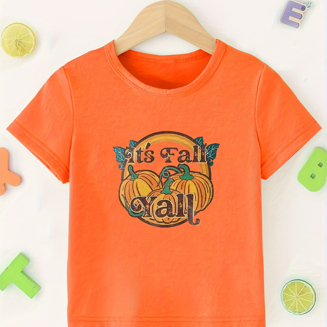 's Fall Yall Pumpkin Print Boys Creative T shirt Casual - Temu | Temu Affiliate Program