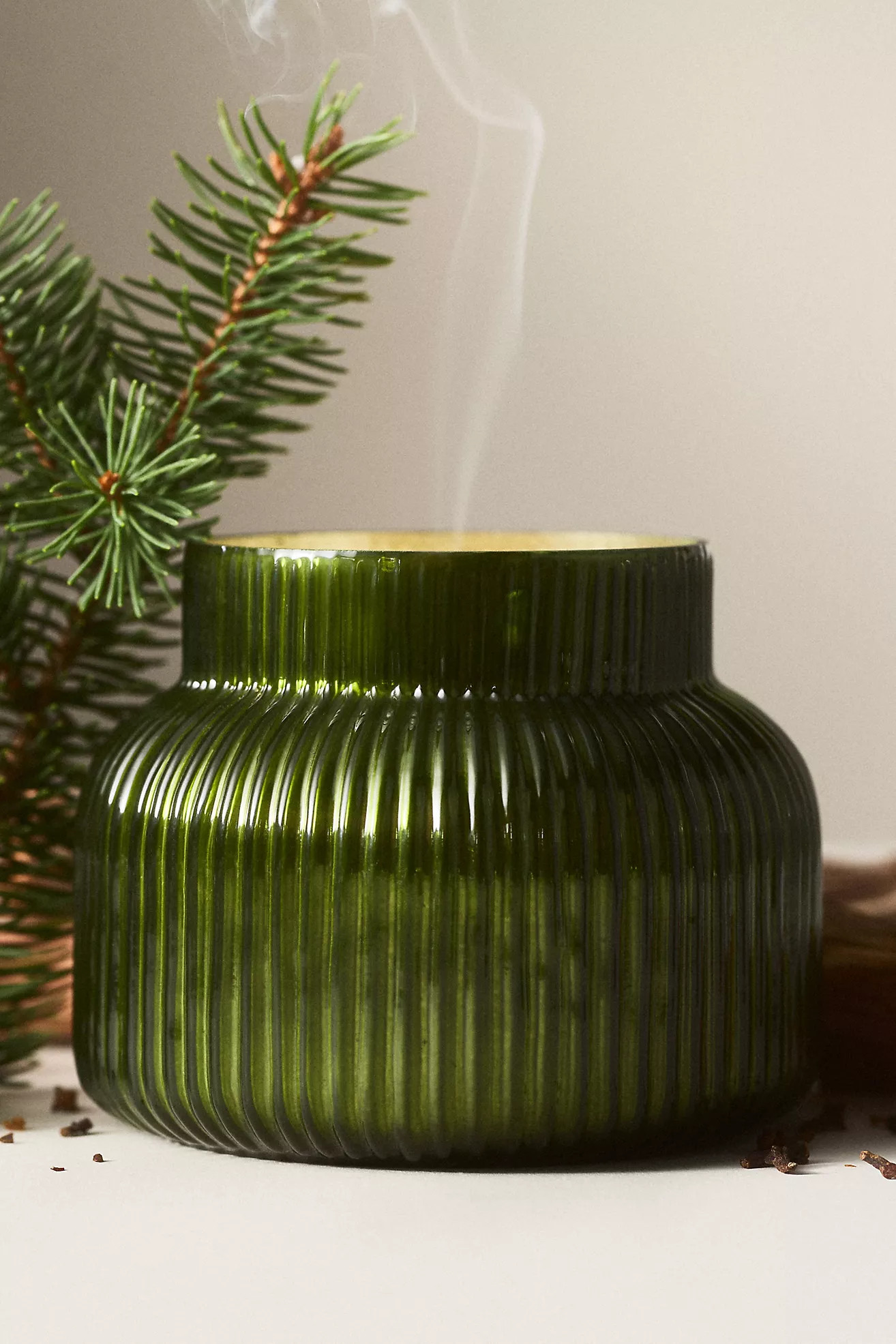 Capri Blue Woody Fir &amp; Firewood Glass Candle | Anthropologie (US)