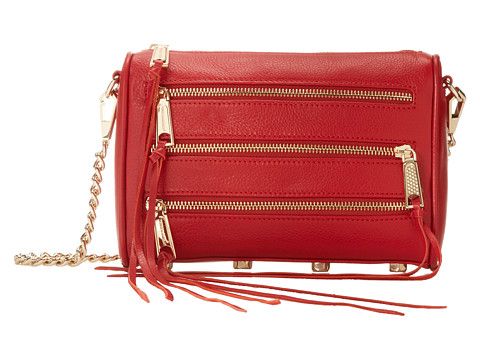 Rebecca Minkoff Mini 5 Zip (Crimson) Cross Body Handbags | 6pm