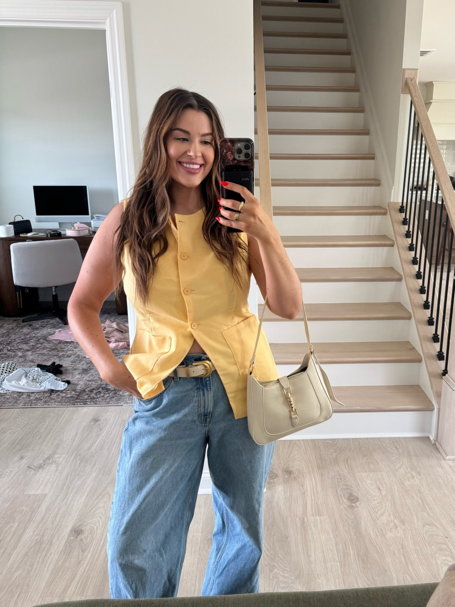 Spring outfit idea with jeans! Size 10 top and 32 long jeans for a baggy fit 💛

#LTKStyleTip #LTKFindsUnder100