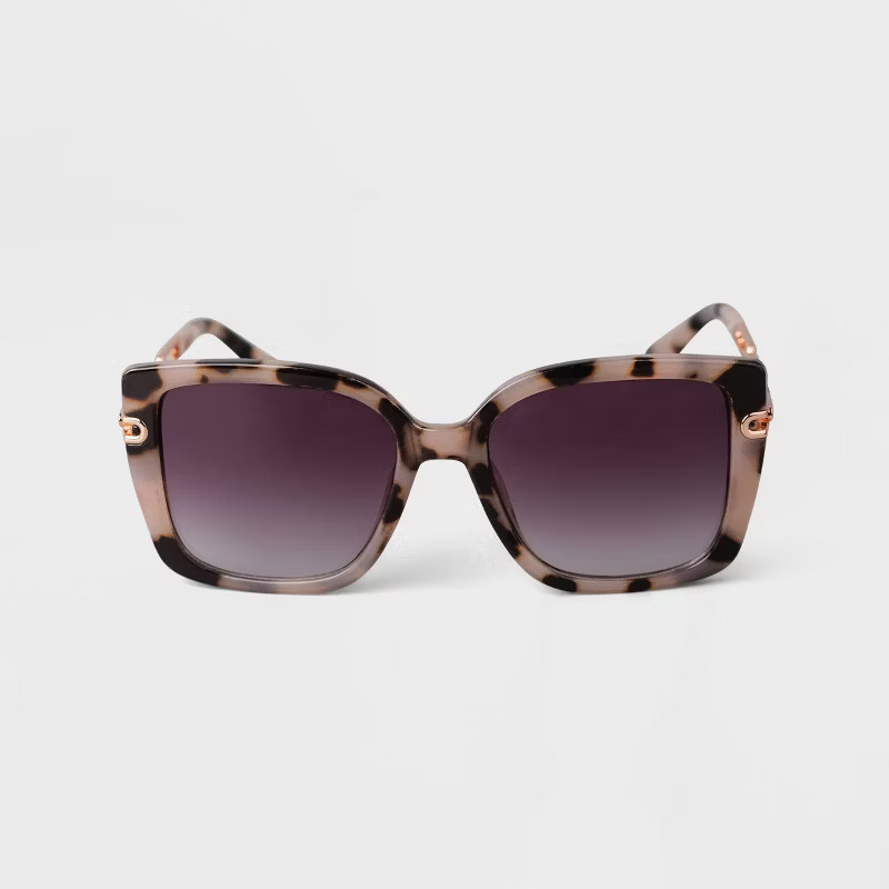 Women's Tortoise Shell Oversized Square Sunglasses - A New Day™ Tan | Target
