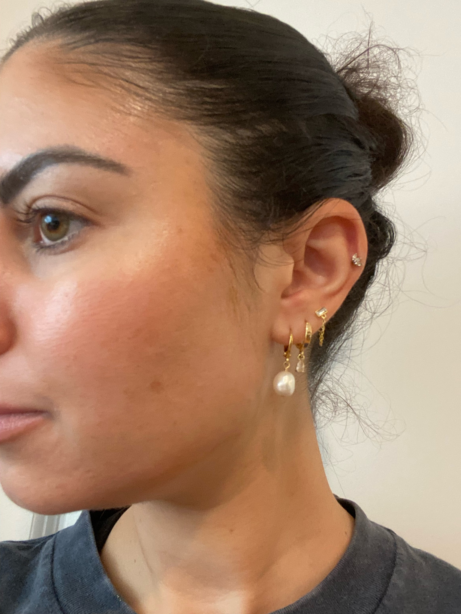 Current earring stack! The pearls were a gift but linked a similar look on Amazon for less 