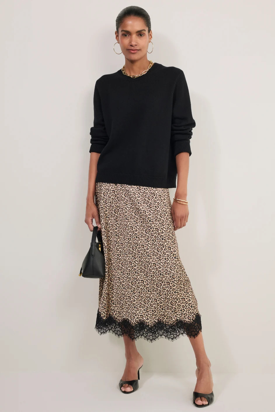Ella Silk Lace Trim Skirt - Leopard | WYSE London