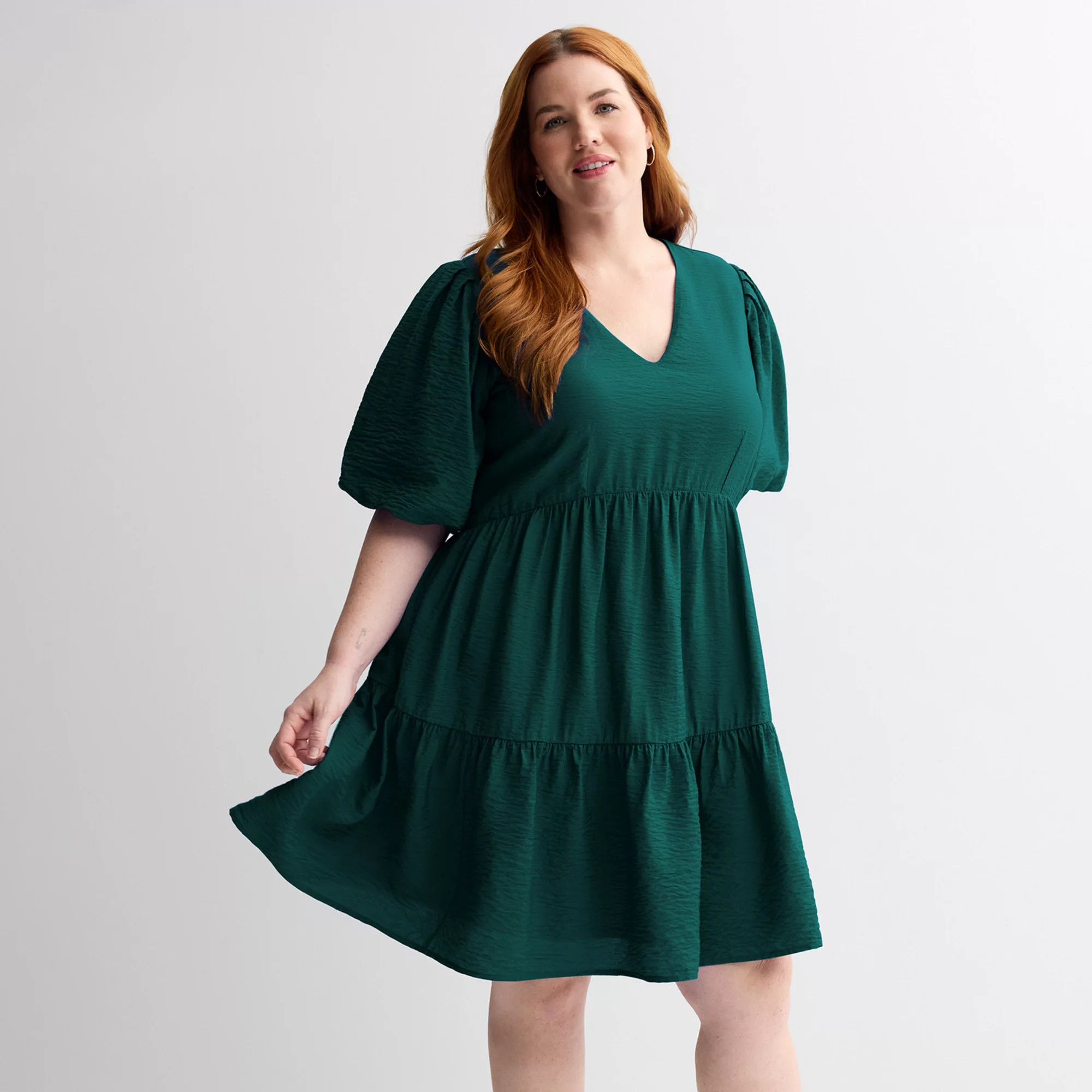 Plus Size Nine West Bubble Sleeve Babydoll Dress | Kohl's