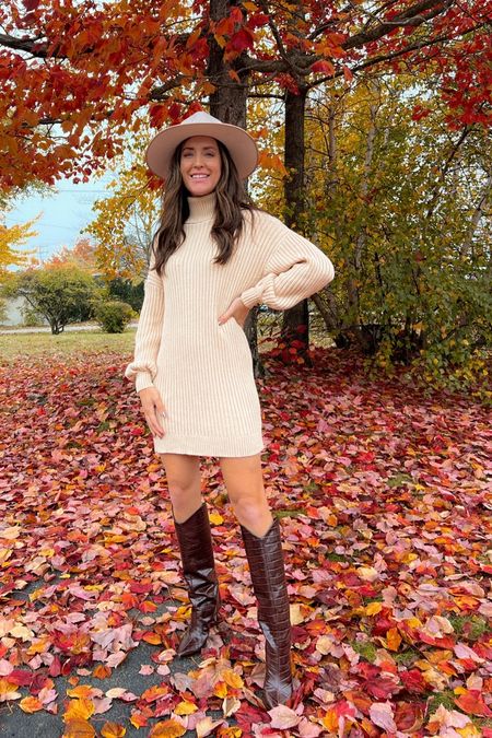 Amazon sweater dress fits TTS! If in between sizes, size up. Very good quality and cute with cowboy boots for college football gameday 

#LTKSeasonal
