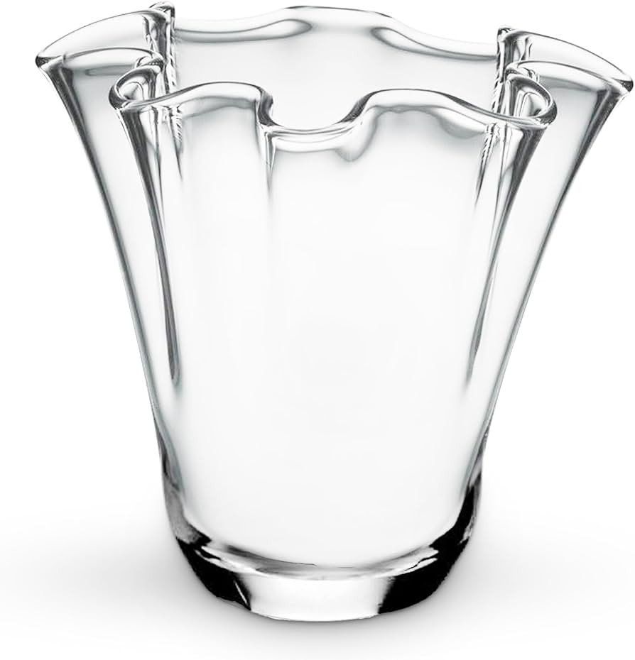CYS EXCEL Clear Glass 3D Flower with Ruffle Rim Wavy Bouquet Trumpet Vase Unique Modern Home Déc... | Amazon (US)