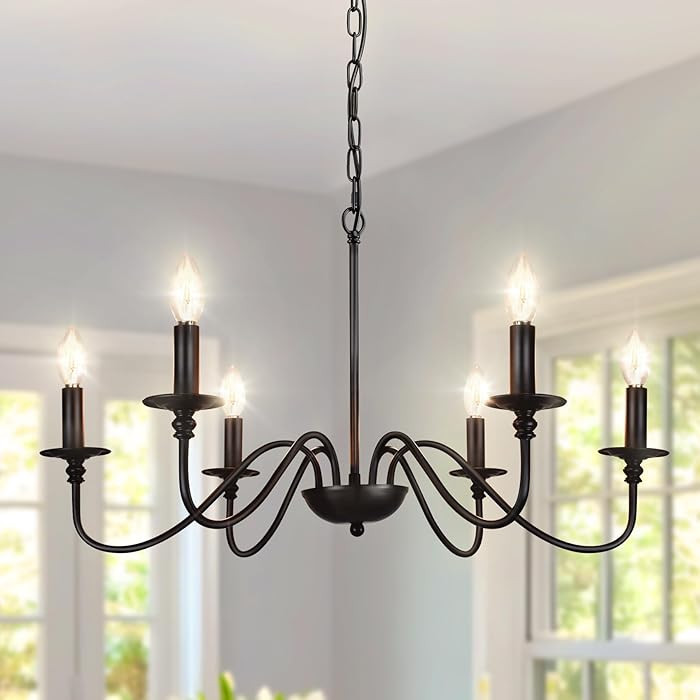 Depuley Farmhouse Chandelier for Dining Room: 6-Light Black Industrial Kitchen Island Pendant Lig... | Amazon (US)