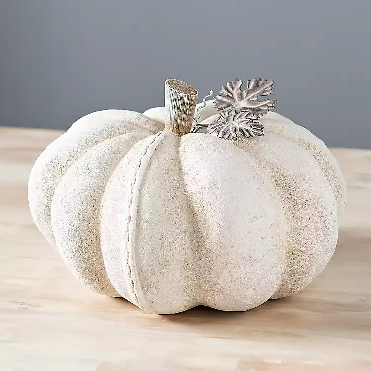 New!Large Cream Stitched Pumpkin | Kirkland's Home