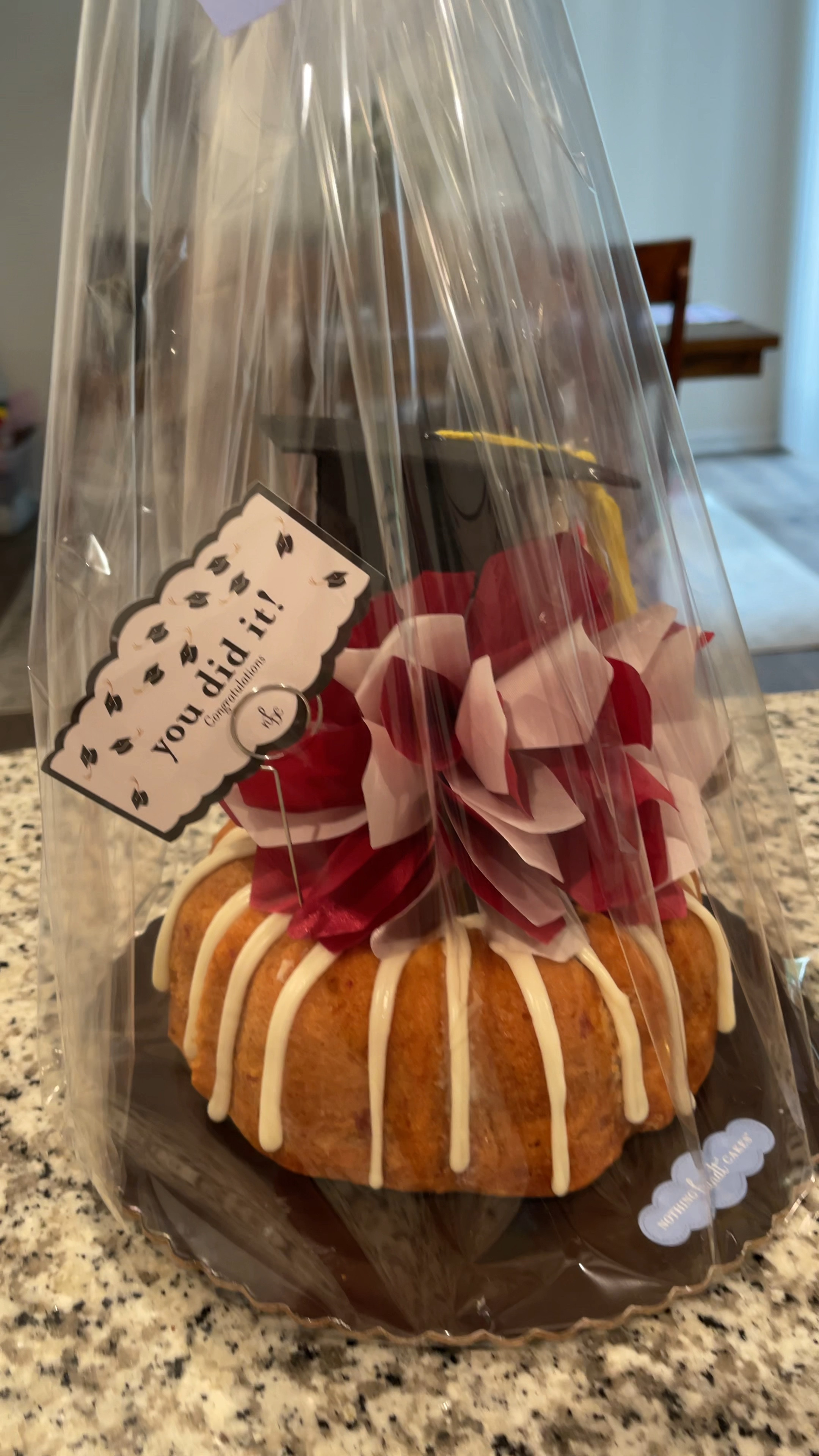 For my daughter’s graduation from high school, I decided to get a strawberry cake from Nothing Bundt Cakes and I got it in their graduation theme. I love that I can choose the colors to coordinate with her school colors and we always love their cakes and this is perfect to celebrate the big day!!