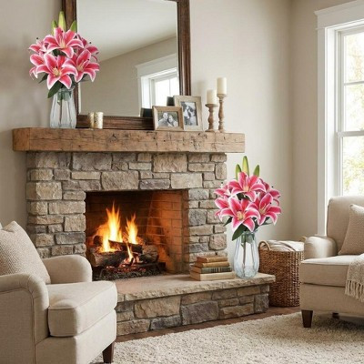 2 Pack Real Touch Artificial Flowers with Vase, Fake Flower Bouquet in Glass for Home Decor, Wedding Centerpiece Dining Table Lily | Target