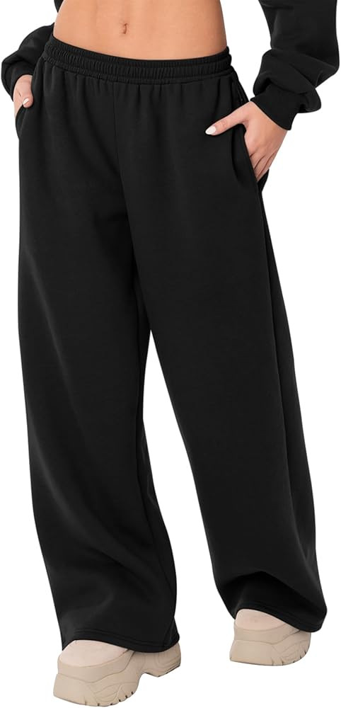 LOMON Wide Leg Sweatpants Women Fleece Sweat Pants Fall Spring Clothes 2026 Teen Girl Baggy Jogge... | Amazon (US)