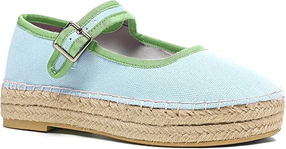 Women's Mary Jane Woven Espadrilles Ballet Flats for Women Outsole Canvas Summer Ballerina Flats. | Amazon (US)