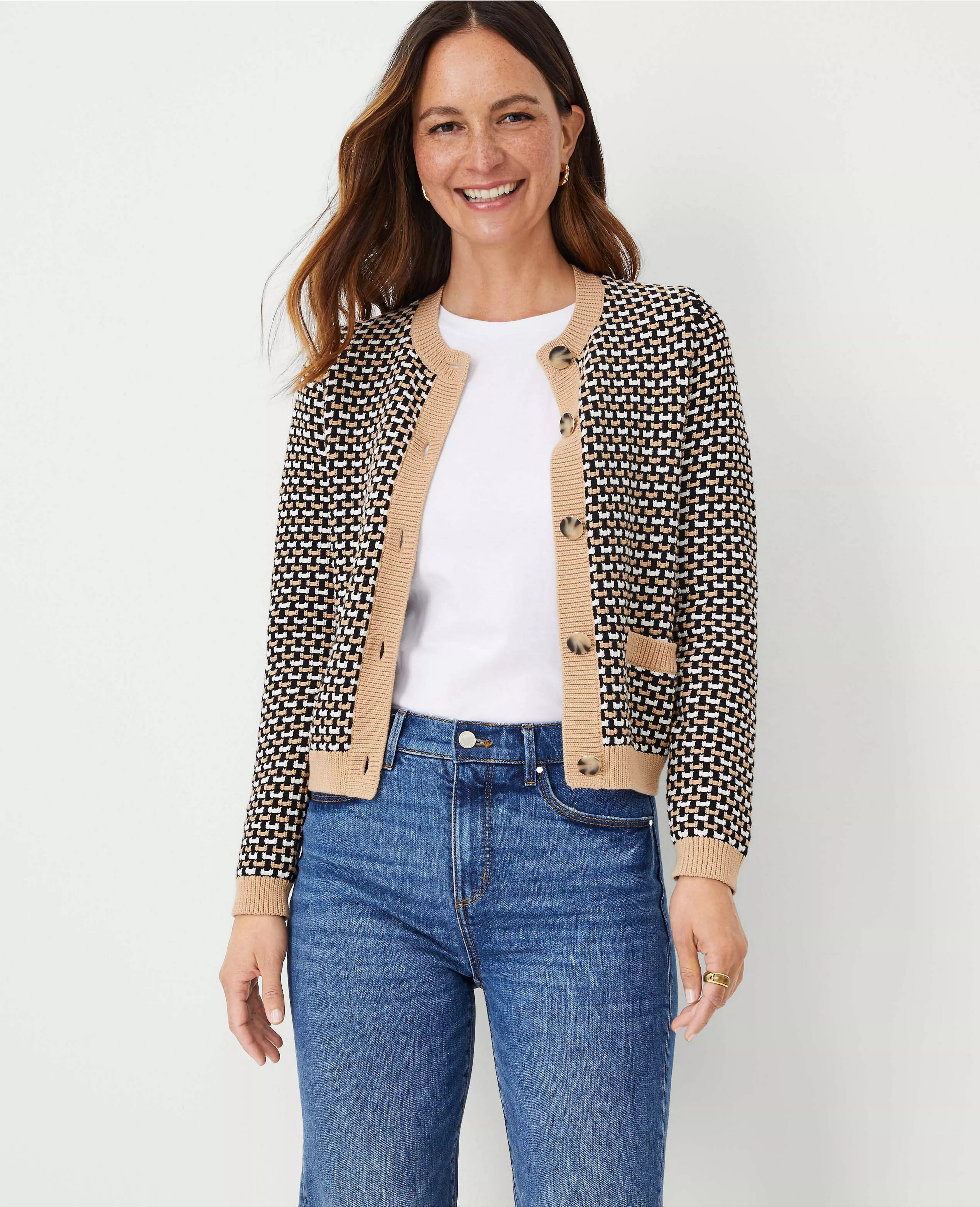 Geo Stitch Sweater Jacket | Ann Taylor (US)