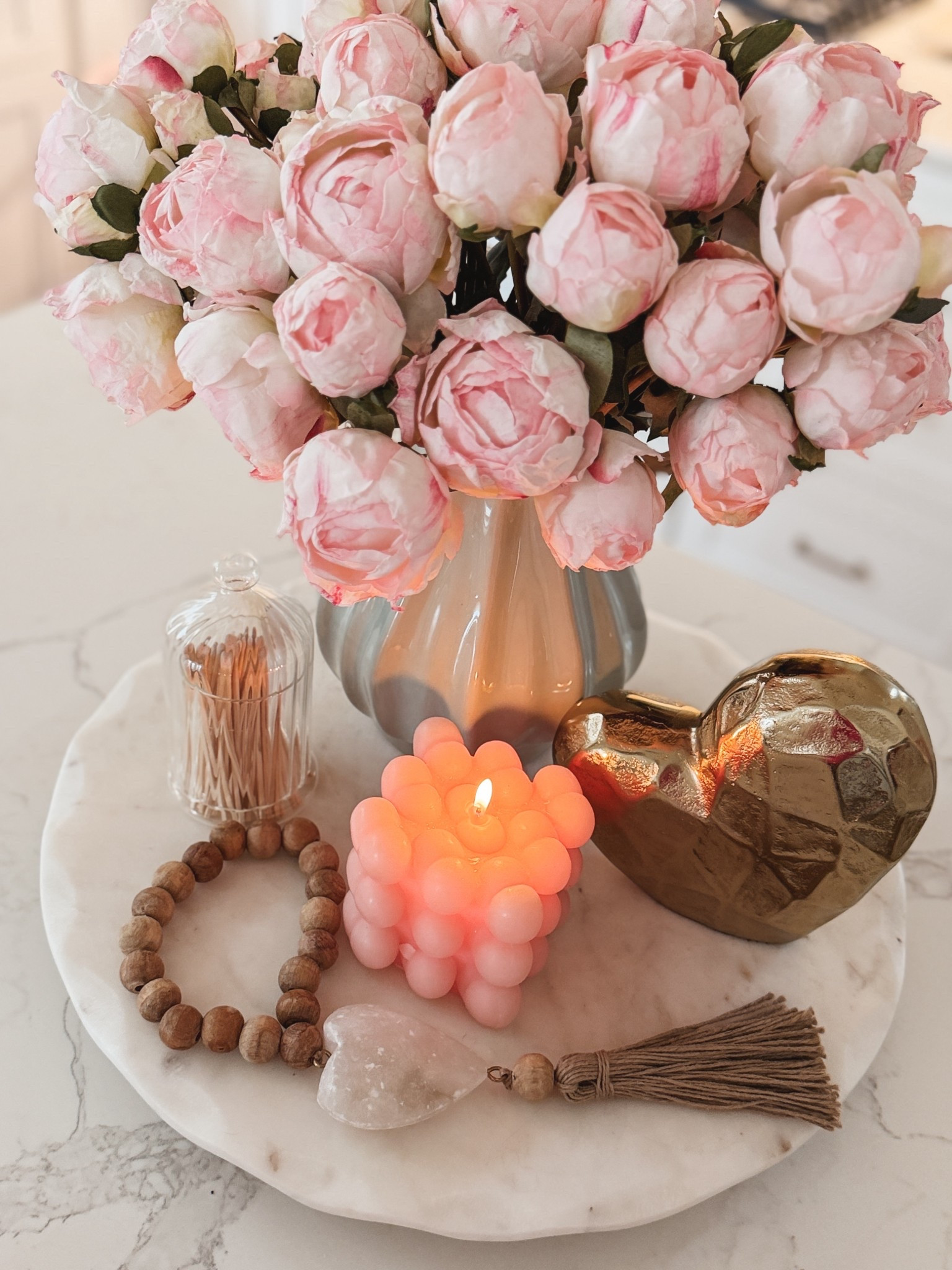 Valentine’s Day decor, valentines decor, pink peonies, Target vase 