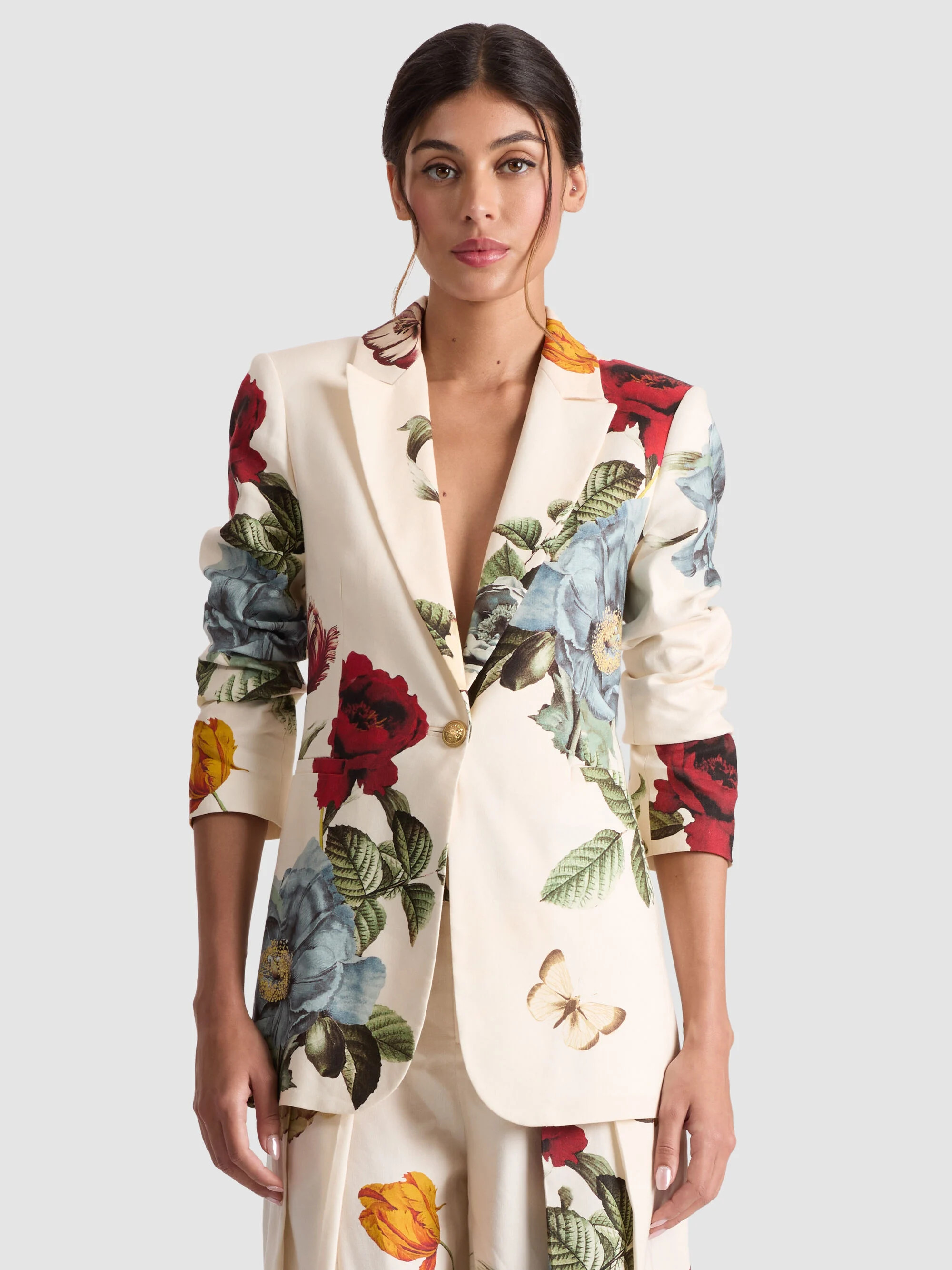 BREANN PRINTED LINEN BLAZER | Alice + Olivia
