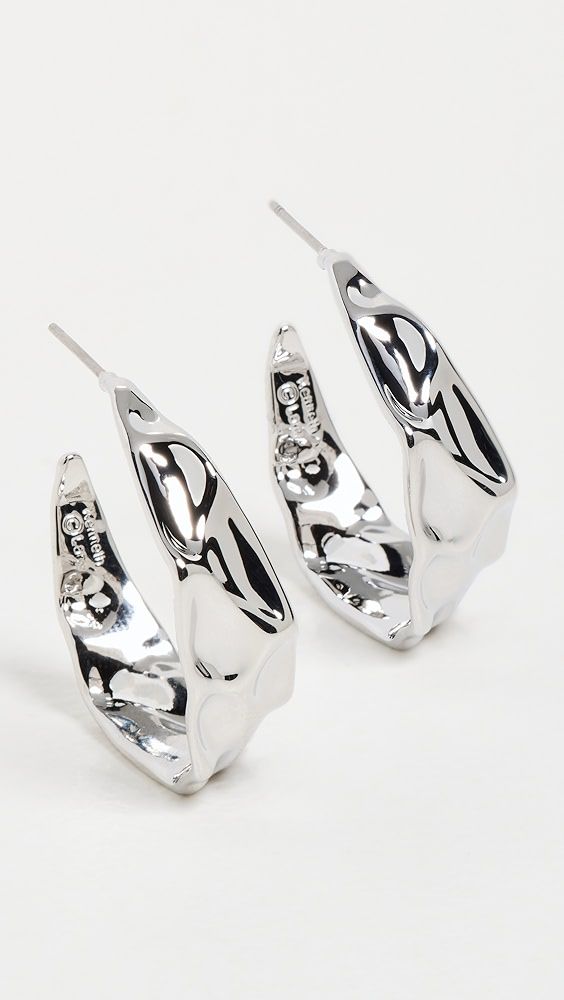 Kenneth Jay Lane Polished Silver Textured Hoop Earrings | Shopbop | Shopbop