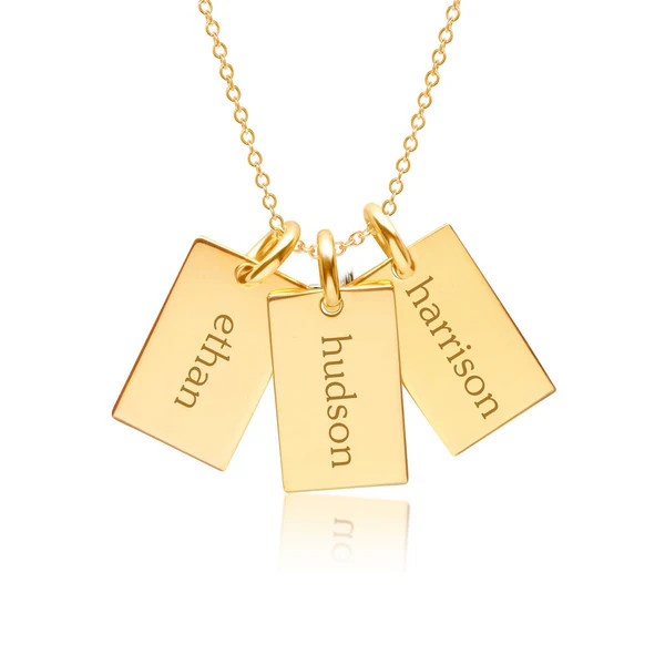 Gold Mini Dog Tag Necklace - 3 Names | Tiny Tags