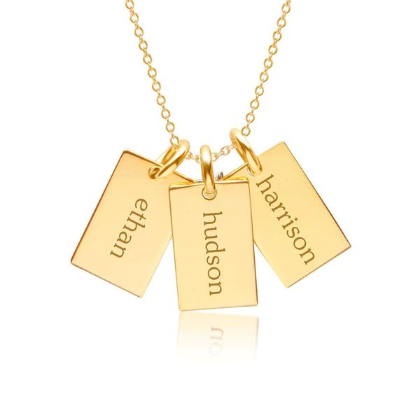 Gold Mini Dog Tag Necklace - 3 Names | Tiny Tags